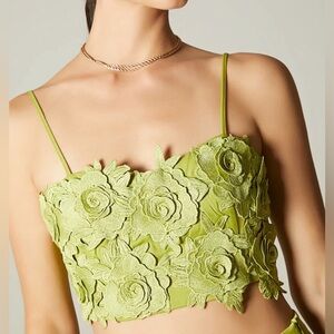 Crop Blouse with Flower Appliques